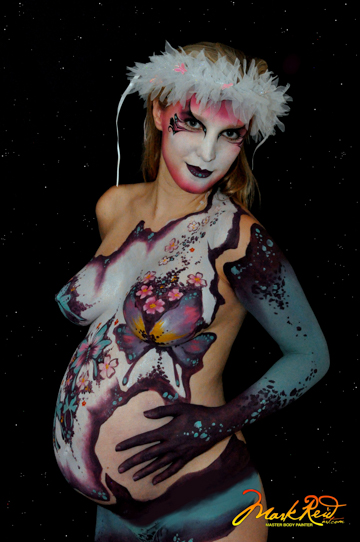 beautifully body painted snow bunny
